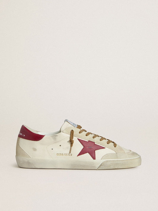 Men's Super-Star with red leather star and beige suede inserts | Golden Goose