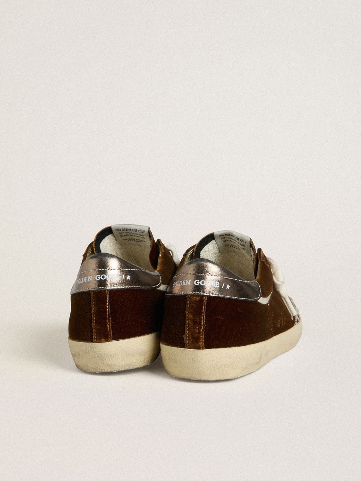Men's Super-Star in cognac velvet with metallic leather star and heel tab | Golden Goose