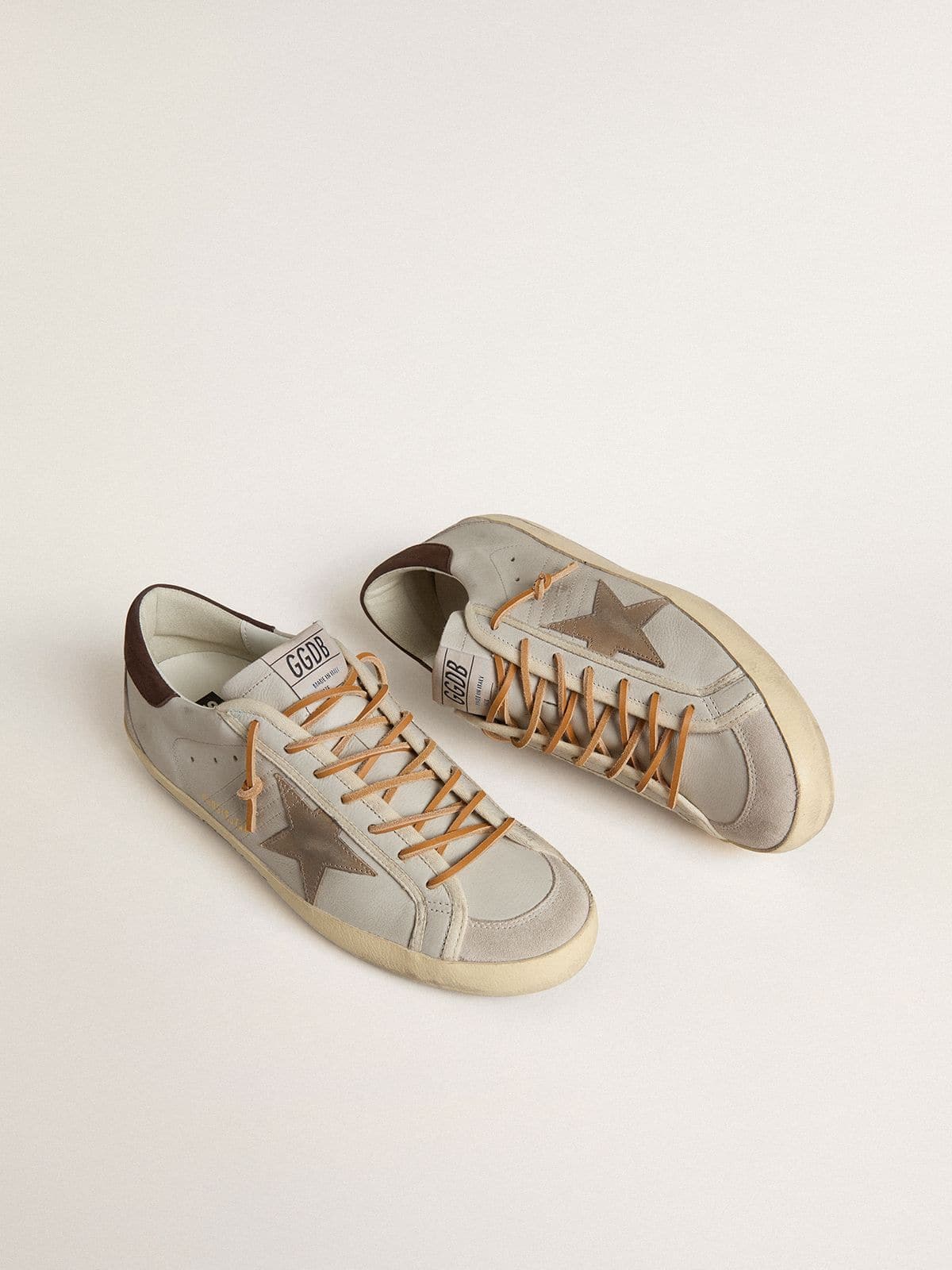Men's Super-Star with tobacco-colored croc-print leather star and black leather heel tab | Golden Goose
