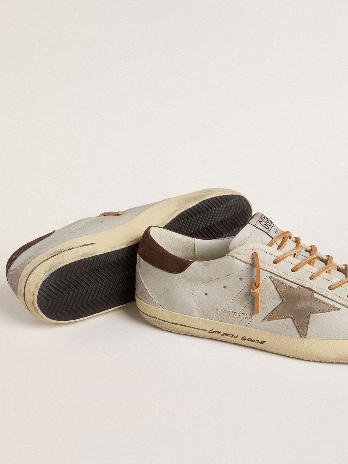 Men's Super-Star with tobacco-colored croc-print leather star and black leather heel tab | Golden Goose