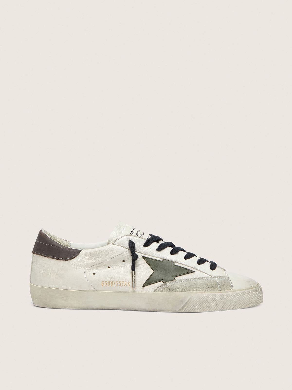 Men's Super-Star in nappa with green leather star and gray leather heel tab | Golden Goose