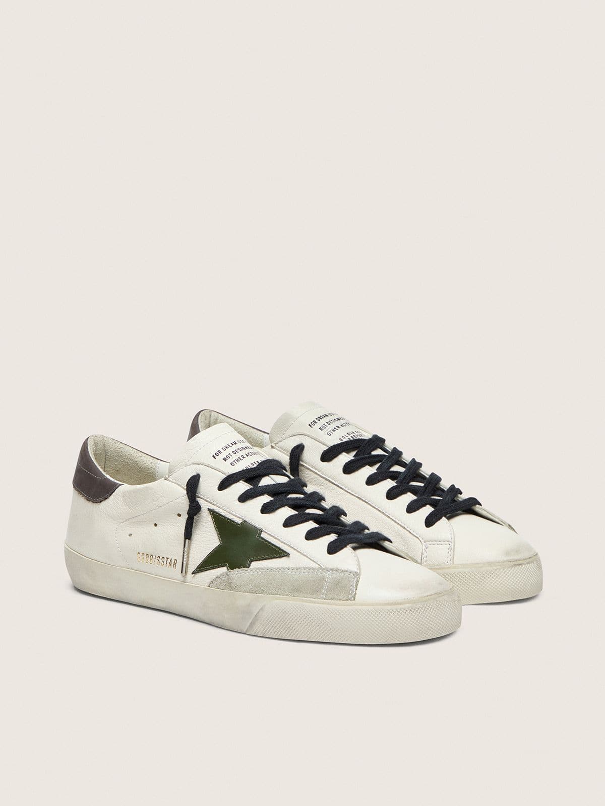 Men's Super-Star in nappa with green leather star and gray leather heel tab | Golden Goose