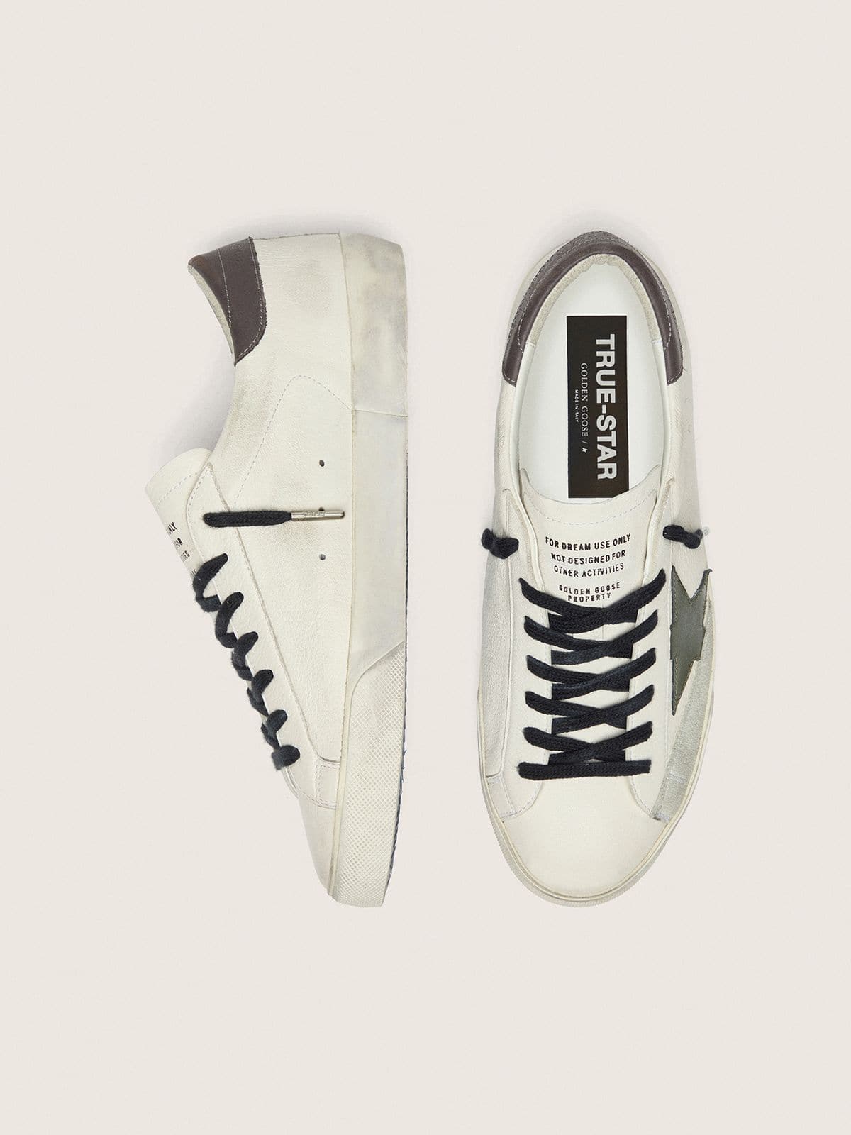 Men's Super-Star in nappa with green leather star and gray leather heel tab | Golden Goose