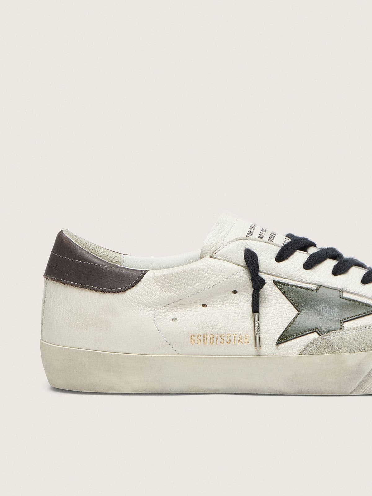 Men's Super-Star in nappa with green leather star and gray leather heel tab | Golden Goose