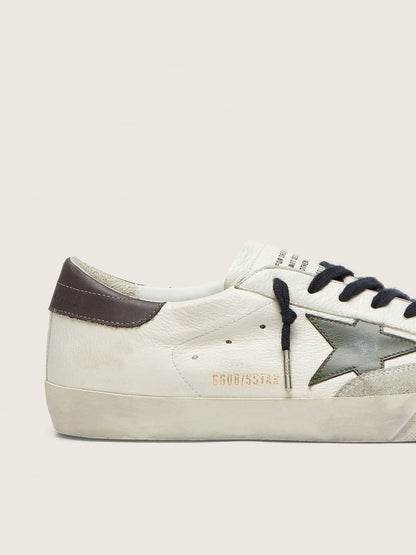 Men's Super-Star in nappa with green leather star and gray leather heel tab | Golden Goose