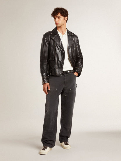 Men's Super-Star in nappa with green leather star and gray leather heel tab | Golden Goose