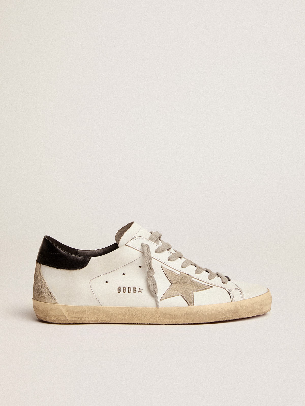 Men's Super-Star with black heel tab and metal stud lettering | Golden Goose