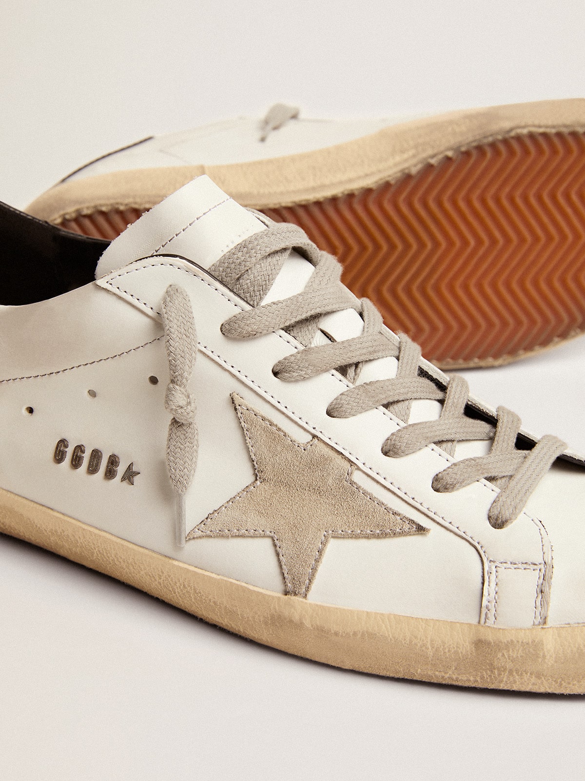 Men's Super-Star with black heel tab and metal stud lettering | Golden Goose