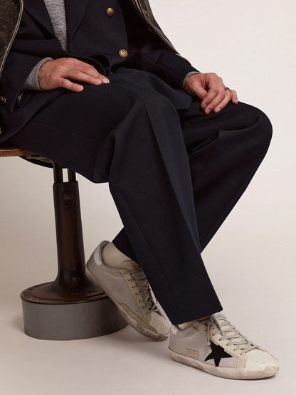 Men's Super-Star in leather with black star | Golden Goose
