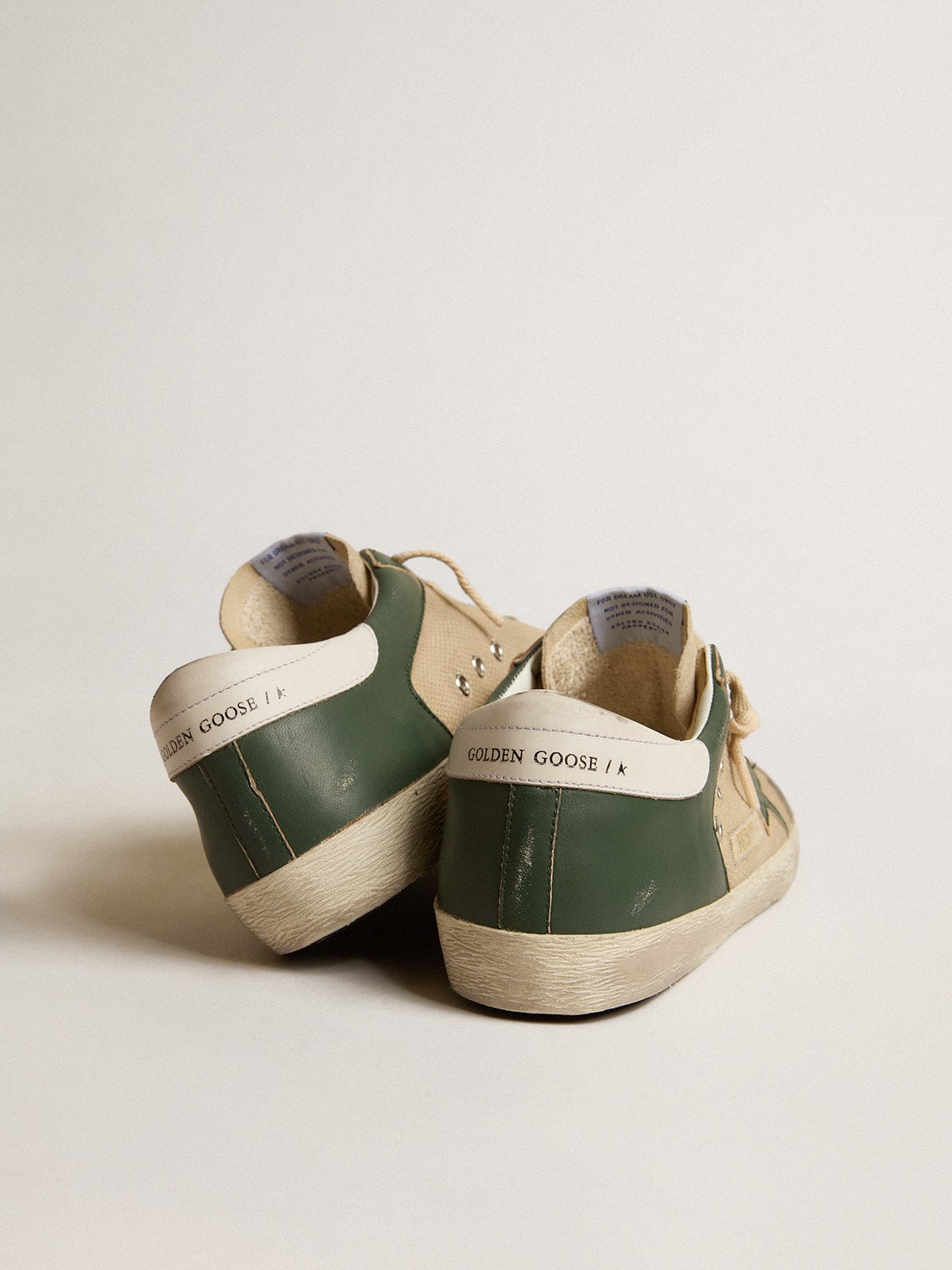 Men's Super-Star  in cream mesh and green nappa with nappa star | Golden Goose