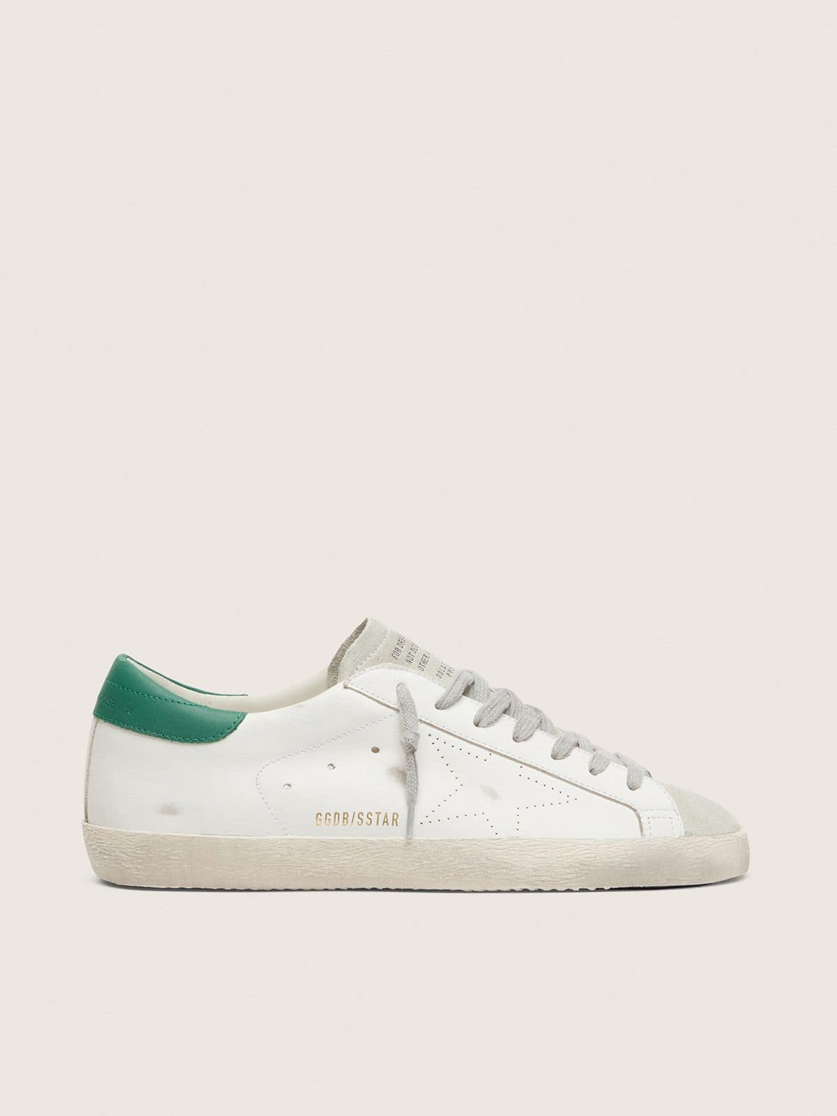 Men’s Super-Star with perforated star and green heel tab | Golden Goose