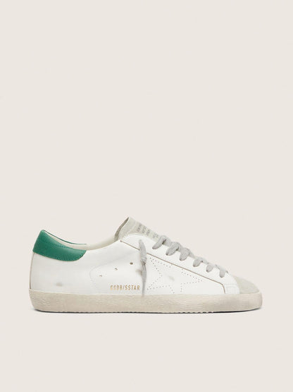 Men’s Super-Star with perforated star and green heel tab | Golden Goose