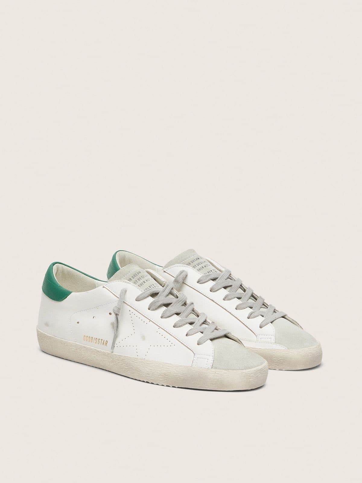 Men’s Super-Star with perforated star and green heel tab | Golden Goose