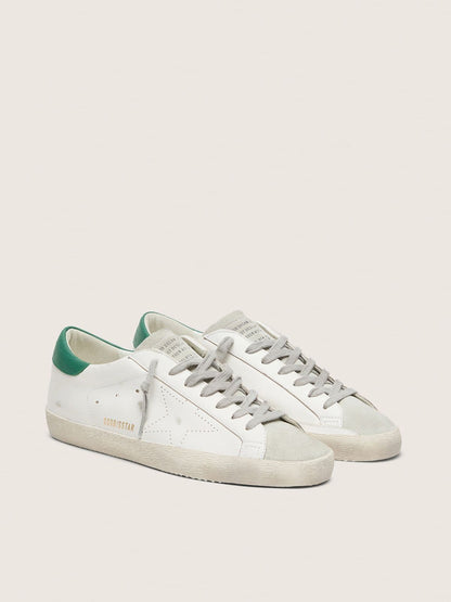 Men’s Super-Star with perforated star and green heel tab | Golden Goose