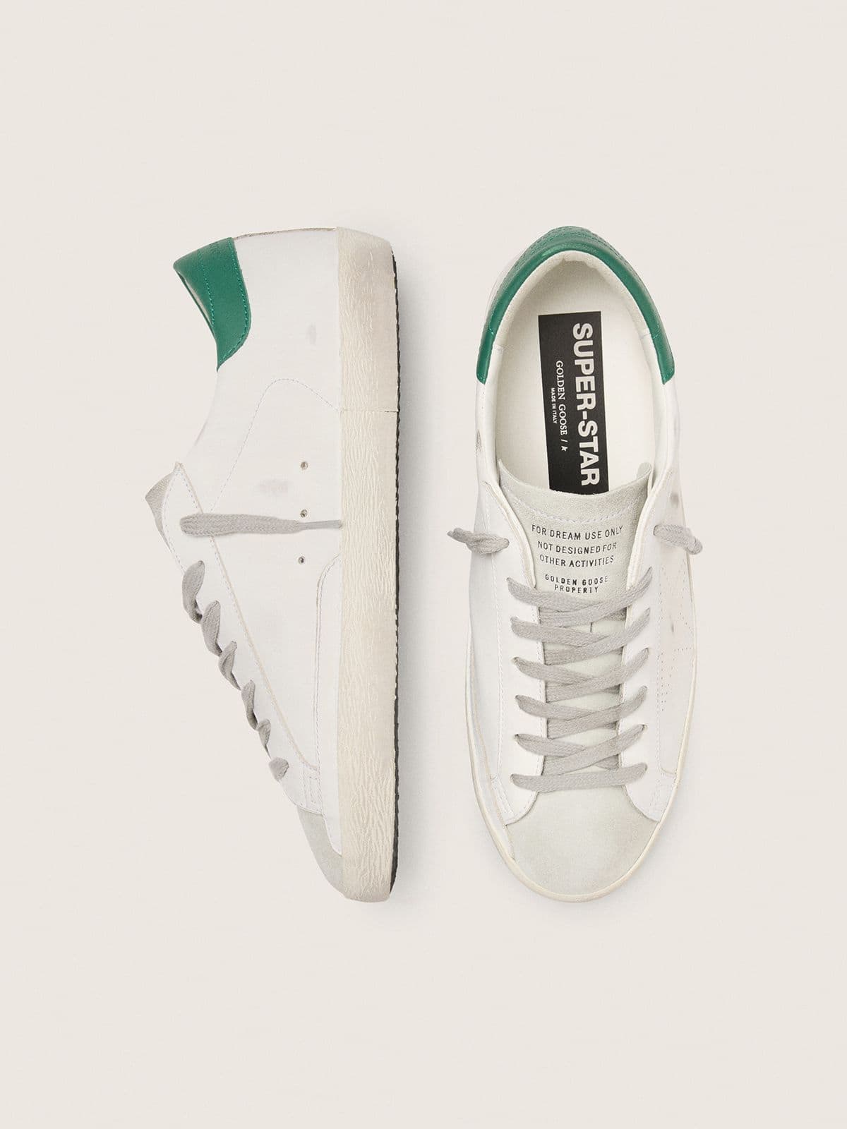 Men’s Super-Star with perforated star and green heel tab | Golden Goose