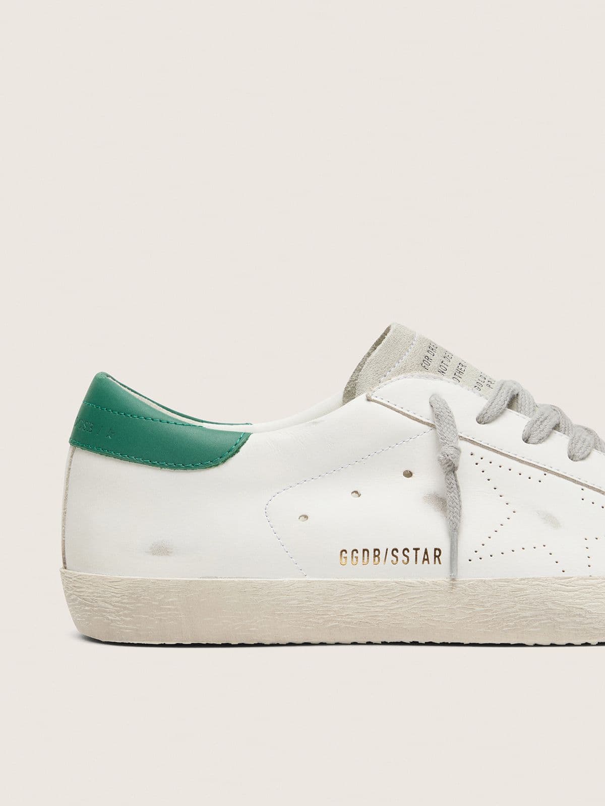Men’s Super-Star with perforated star and green heel tab | Golden Goose