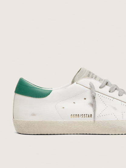 Men’s Super-Star with perforated star and green heel tab | Golden Goose