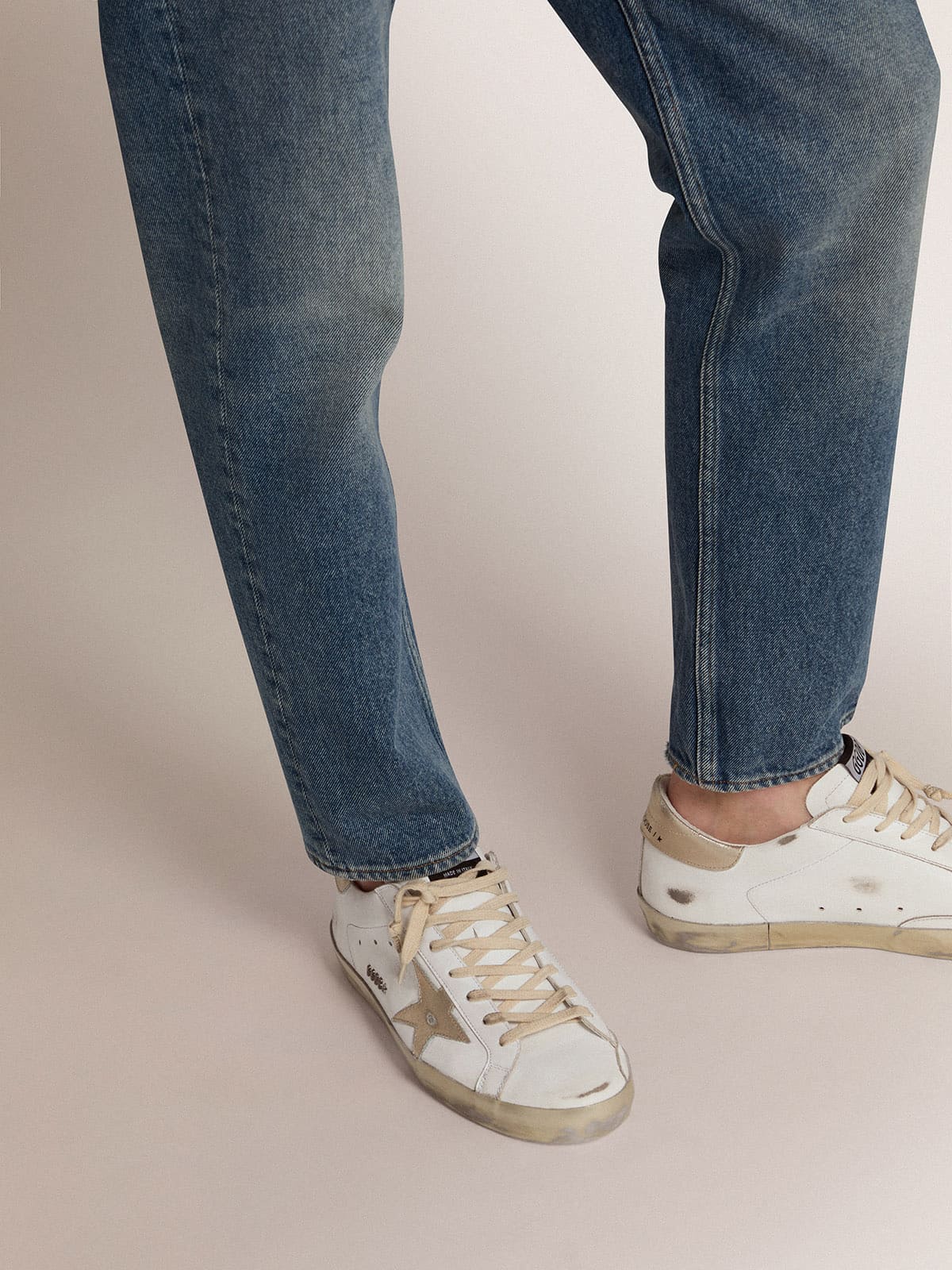 Men's Super-Star with gold sparkle foxing and lettering | Golden Goose