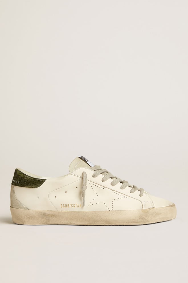 Men’s Bio-based Super-Star with perforated star and green heel tab | Golden Goose