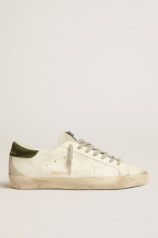 Men’s Bio-based Super-Star with perforated star and green heel tab | Golden Goose