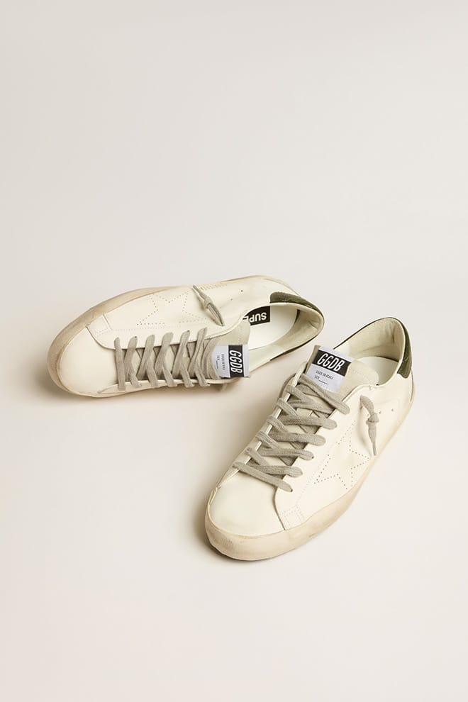 Men’s Bio-based Super-Star with perforated star and green heel tab | Golden Goose