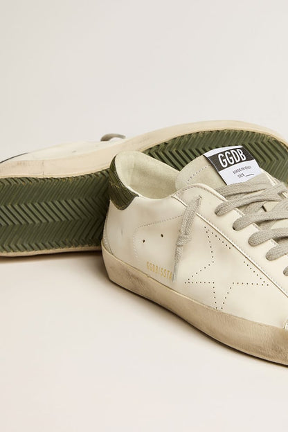 Men’s Bio-based Super-Star with perforated star and green heel tab | Golden Goose