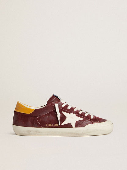 Men’s Super-Star in brick-red suede with white leather star and animal-print heel tab | Golden Goose
