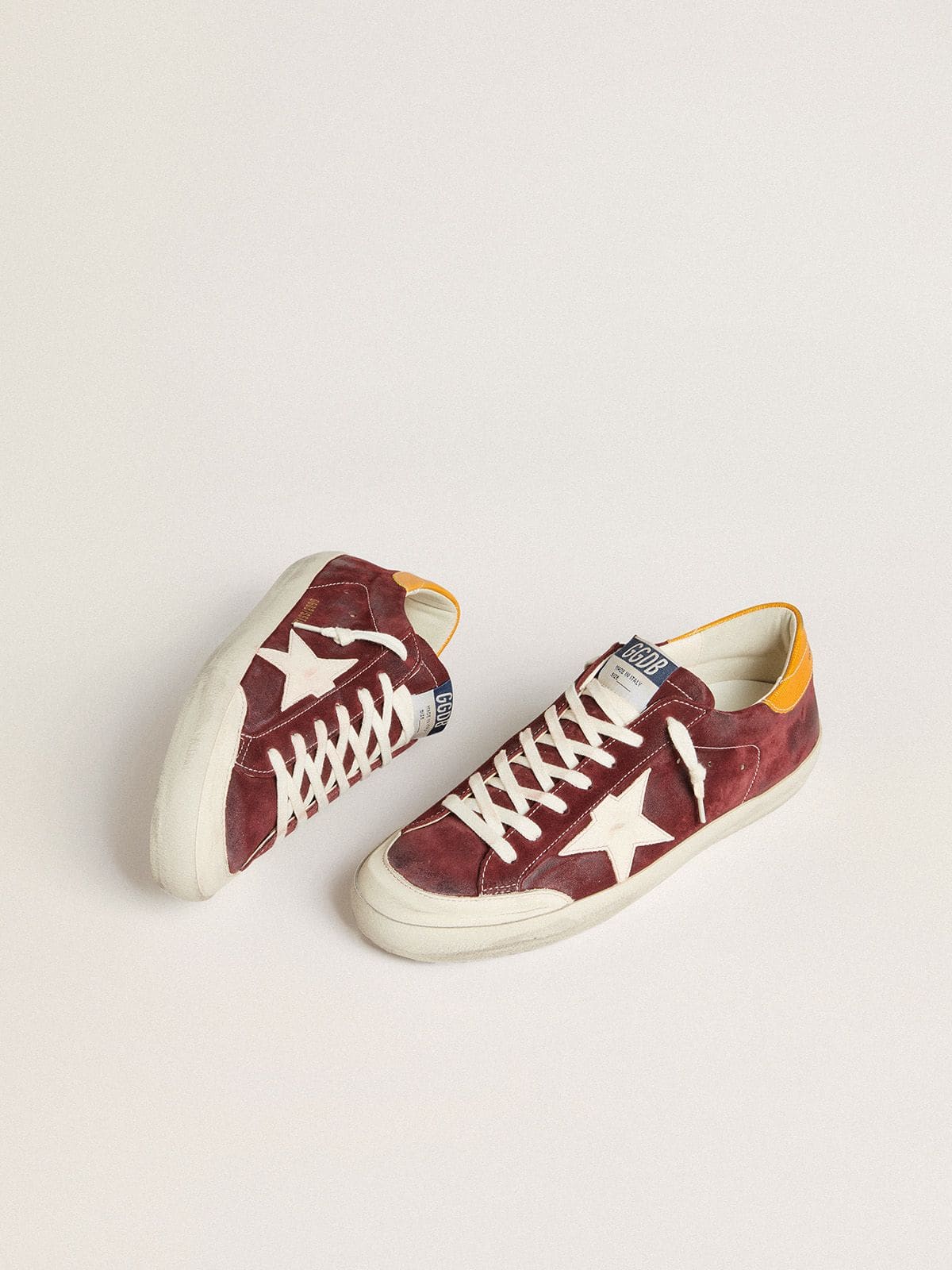Men’s Super-Star in brick-red suede with white leather star and animal-print heel tab | Golden Goose