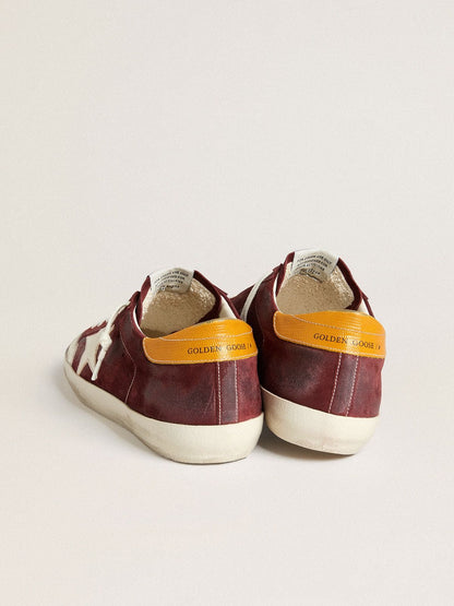 Men’s Super-Star in brick-red suede with white leather star and animal-print heel tab | Golden Goose