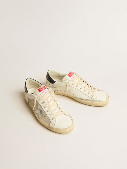 Men's Super-Star LTD in mesh and leather with silver star and blue heel tab | Golden Goose