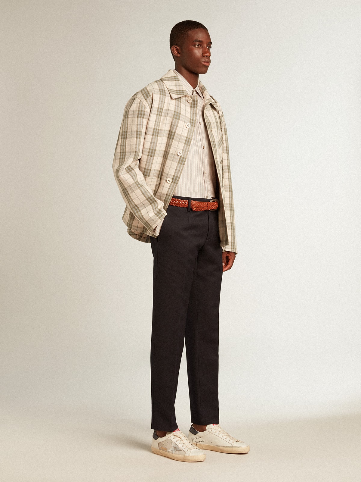 Men's Super-Star LTD in mesh and leather with silver star and blue heel tab | Golden Goose