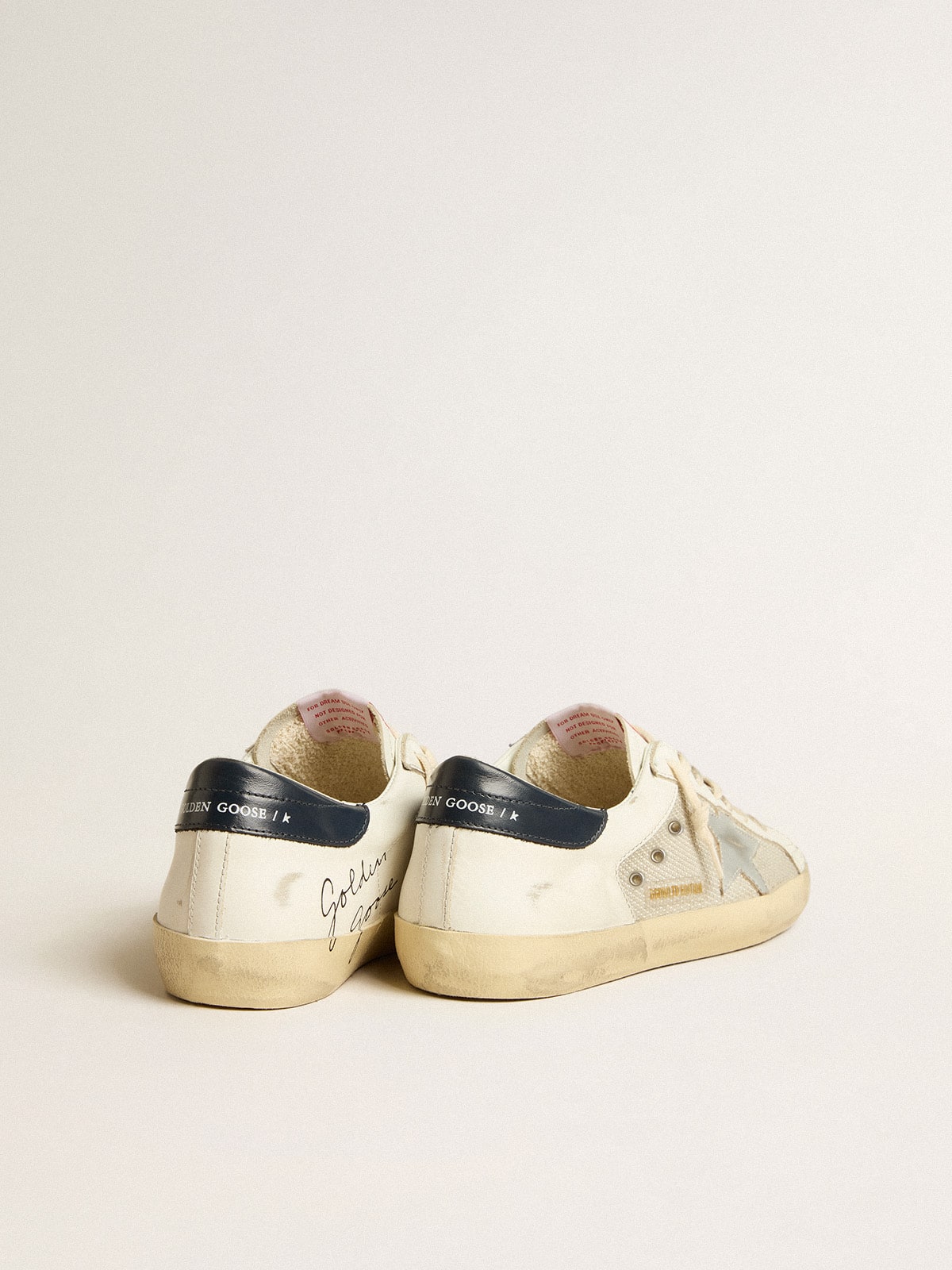 Men's Super-Star LTD in mesh and leather with silver star and blue heel tab | Golden Goose