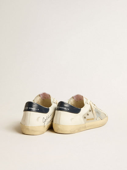 Men's Super-Star LTD in mesh and leather with silver star and blue heel tab | Golden Goose