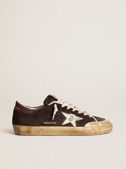 Men's Super-Star Penstar in brown suede with a platinum star | Golden Goose