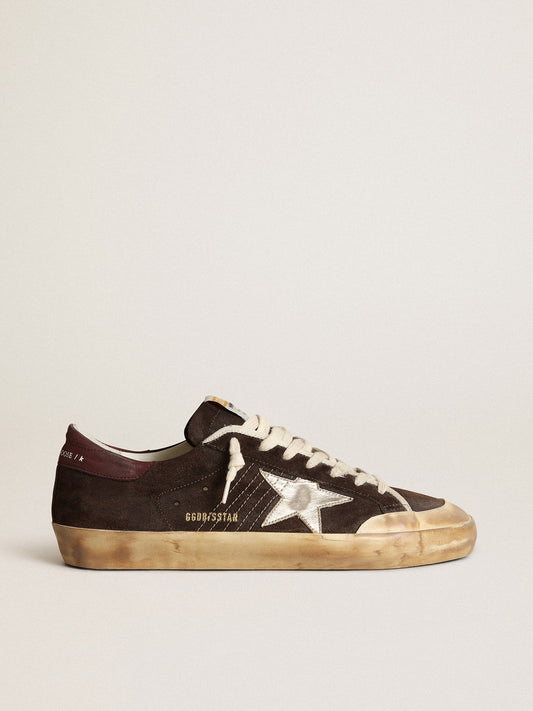 Men's Super-Star Penstar in brown suede with a platinum star | Golden Goose