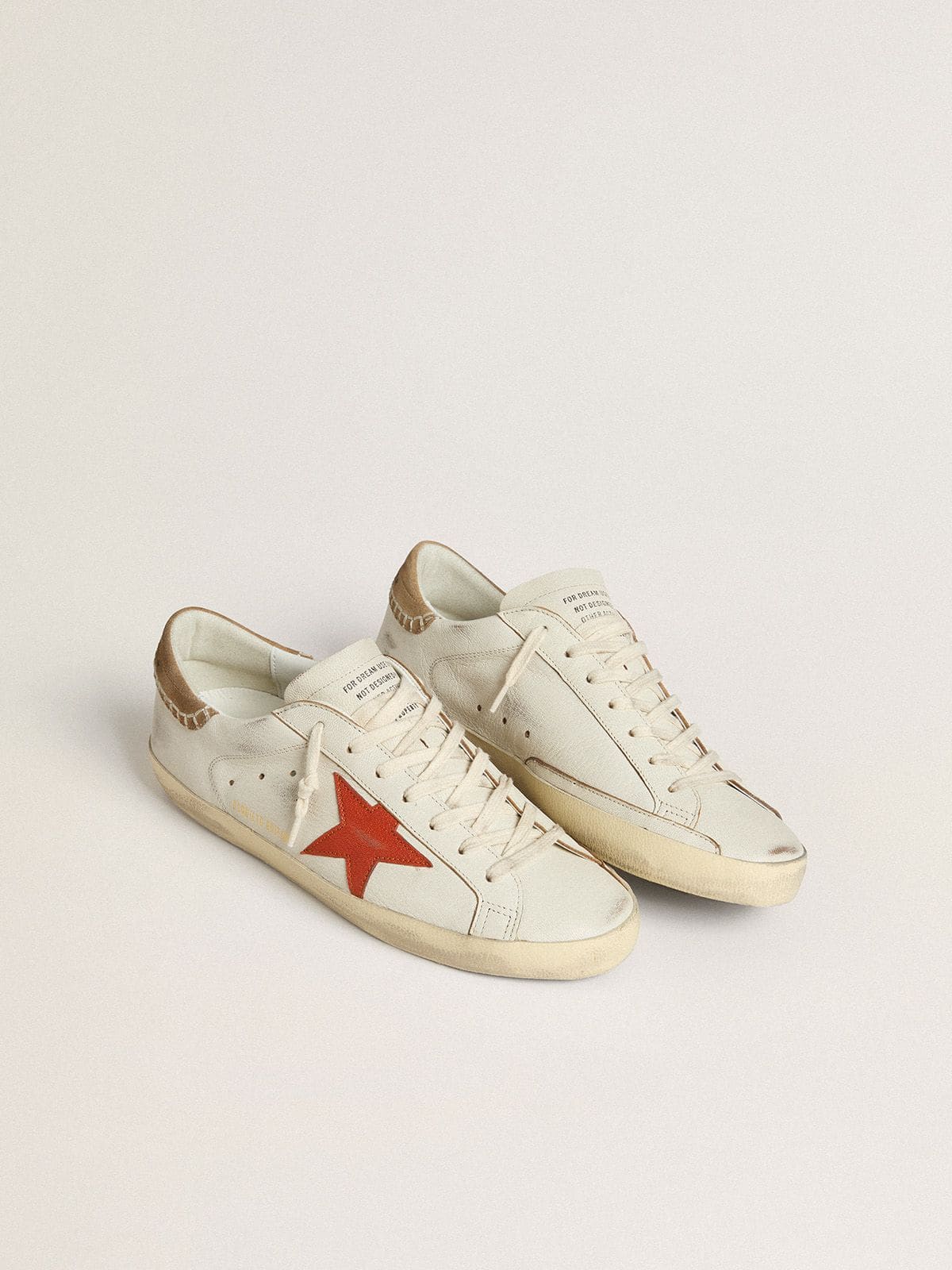 Men's Super-Star LTD in nappa leather with orange leather star and tobacco suede heel tab | Golden Goose