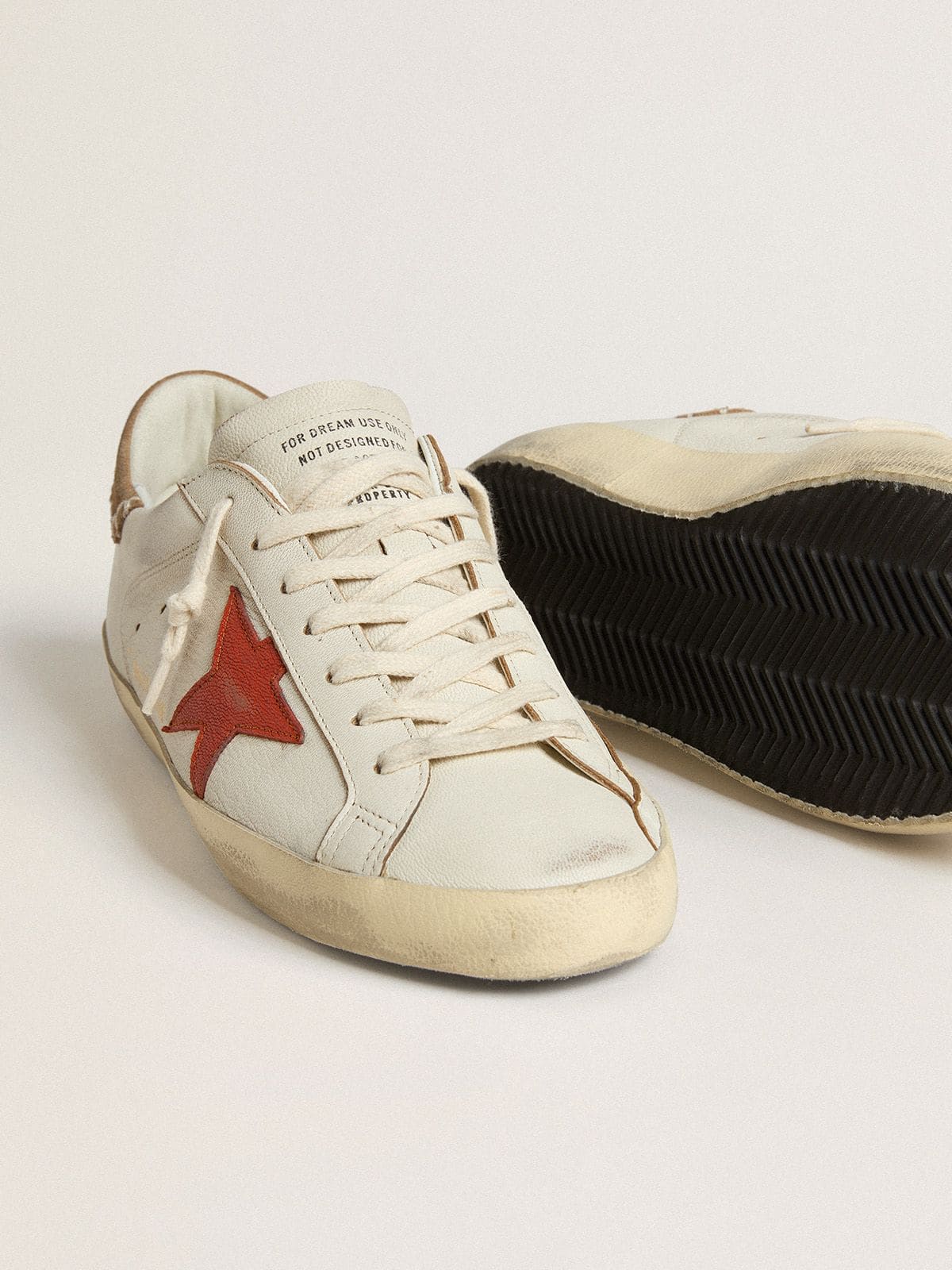 Men's Super-Star LTD in nappa leather with orange leather star and tobacco suede heel tab | Golden Goose