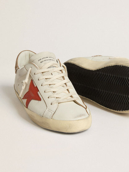 Men's Super-Star LTD in nappa leather with orange leather star and tobacco suede heel tab | Golden Goose