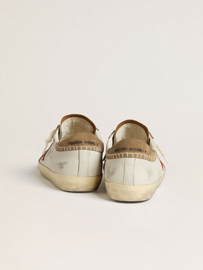 Men's Super-Star LTD in nappa leather with orange leather star and tobacco suede heel tab | Golden Goose