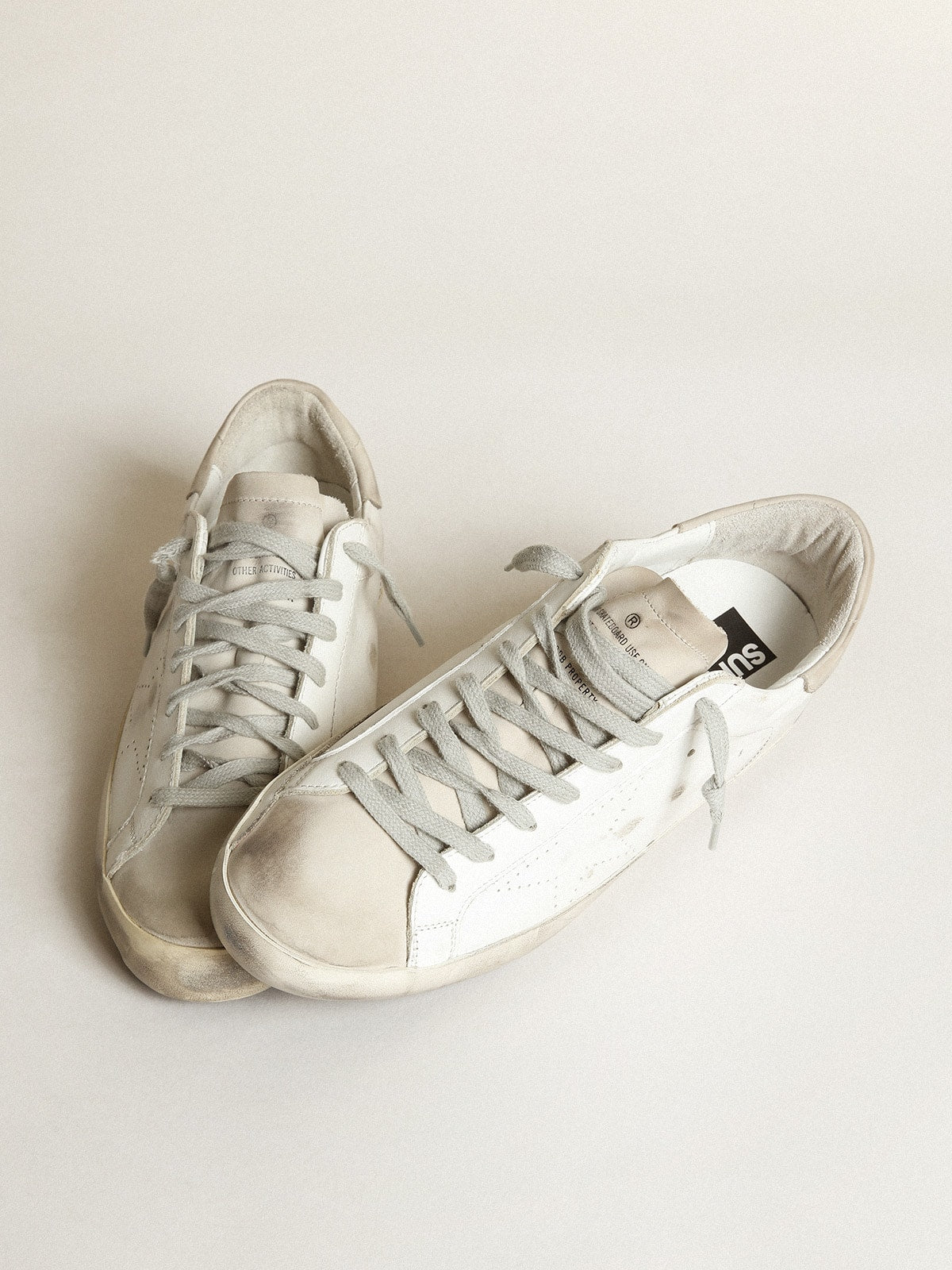 Men's Super-Star with perforated star and ice-gray heel tab | Golden Goose