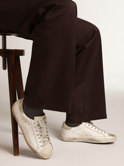 Men's Super-Star with perforated star and ice-gray heel tab | Golden Goose