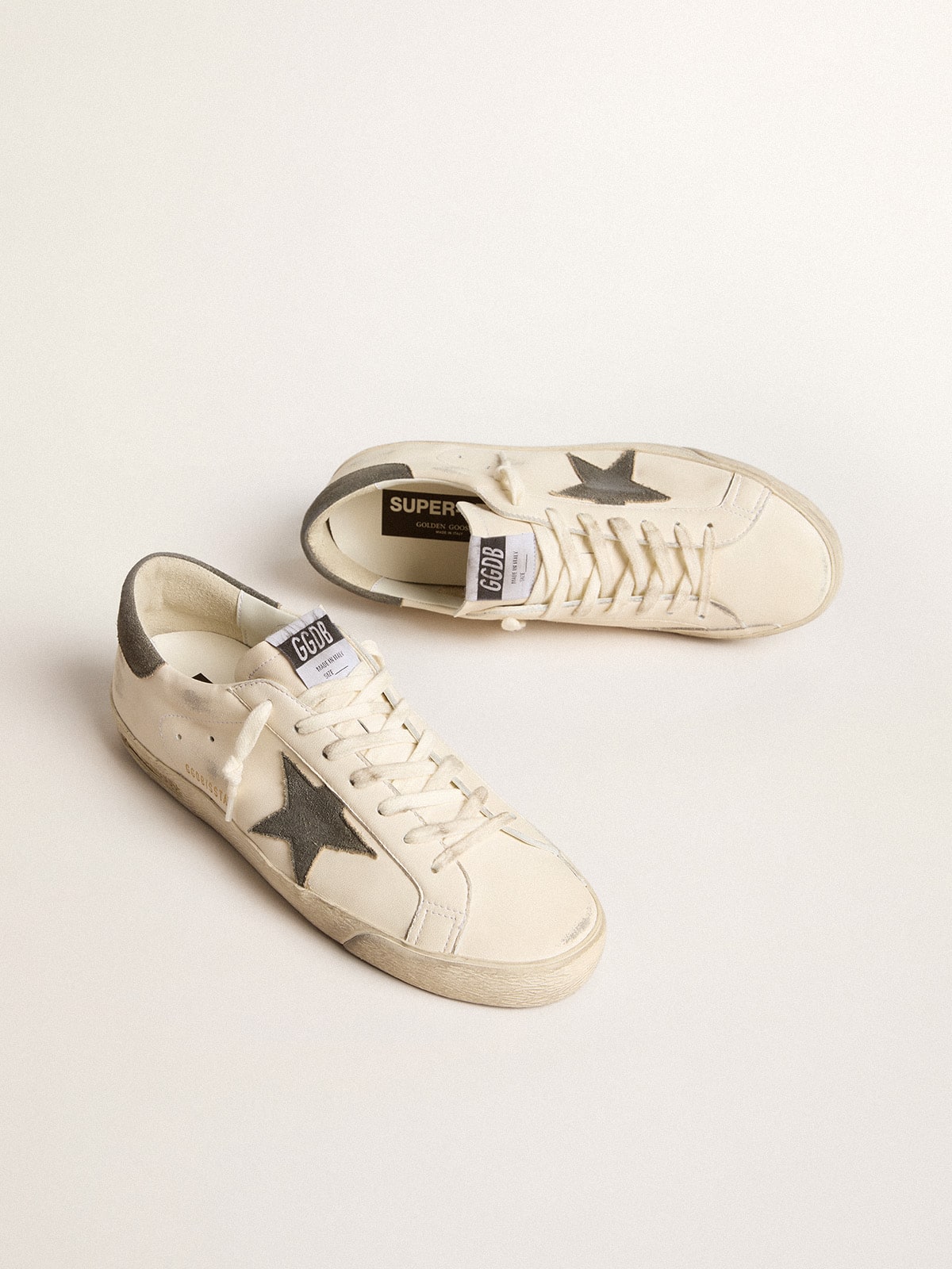 Super-Star in nappa with gray suede star and heel tab | Golden Goose