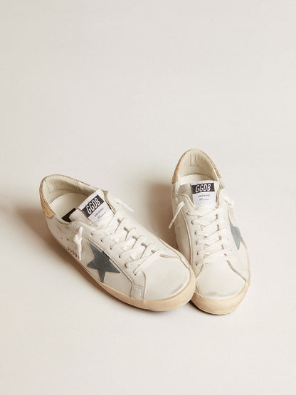 Men's Super-Star with suede star and platinum snake-print leather heel tab | Golden Goose