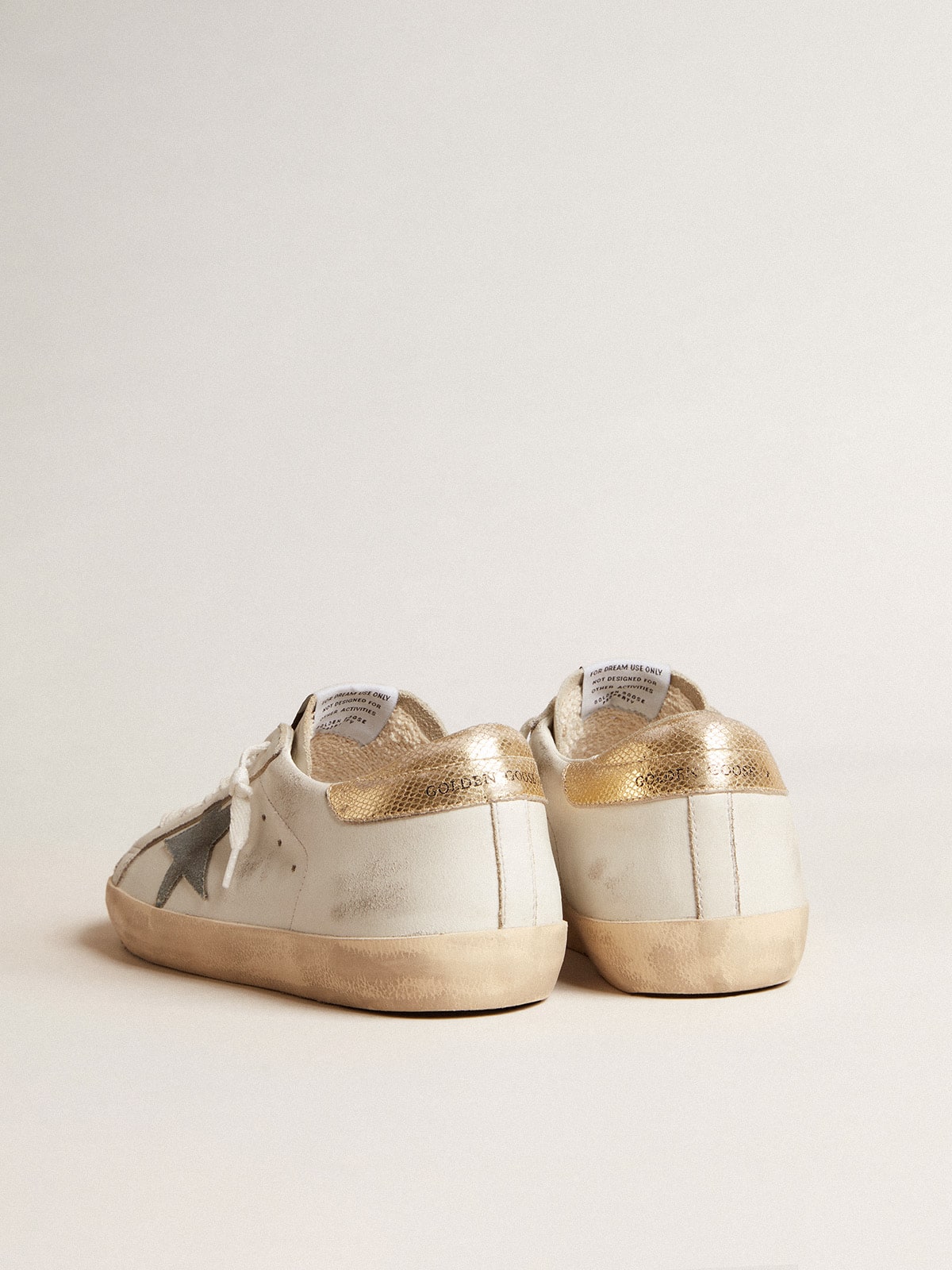 Men's Super-Star with suede star and platinum snake-print leather heel tab | Golden Goose