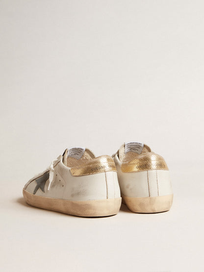 Men's Super-Star with suede star and platinum snake-print leather heel tab | Golden Goose