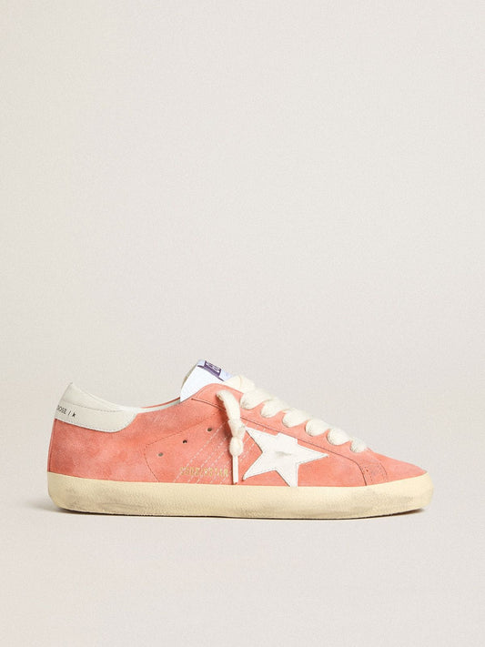 Men’s Super-Star in coral suede with white leather star and heel tab | Golden Goose