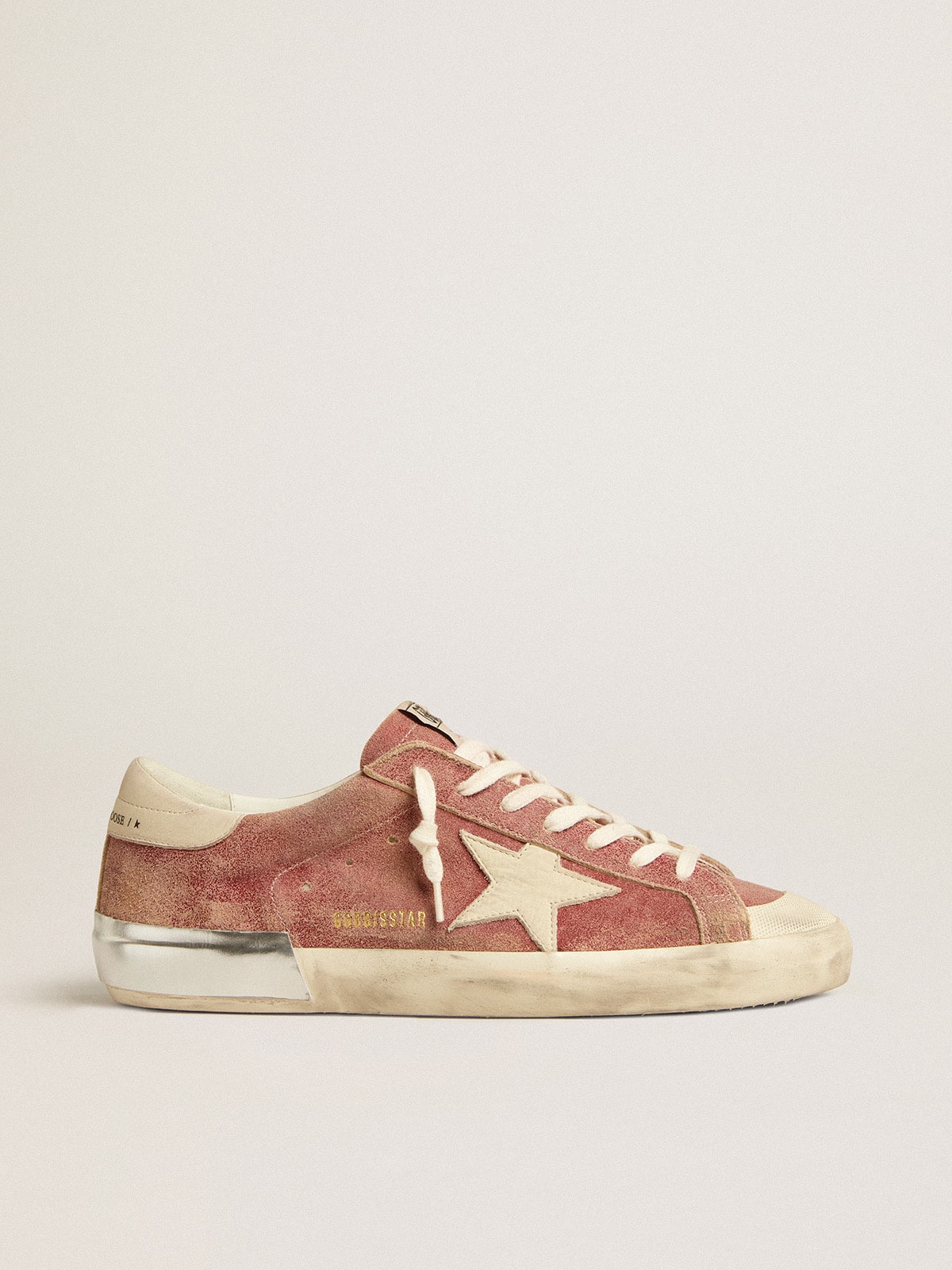 Men's Super-Star in red leather with cream nubuck star and heel tab | Golden Goose