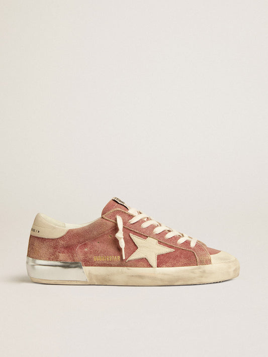 Men's Super-Star in red leather with cream nubuck star and heel tab | Golden Goose