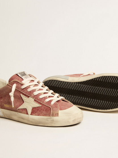 Men's Super-Star in red leather with cream nubuck star and heel tab | Golden Goose