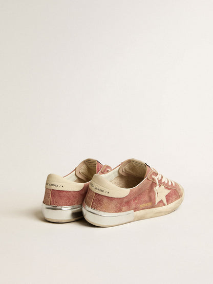 Men's Super-Star in red leather with cream nubuck star and heel tab | Golden Goose